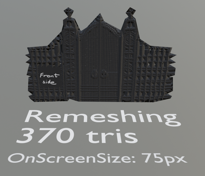 Very bad looking remeshed gate at 370 tris