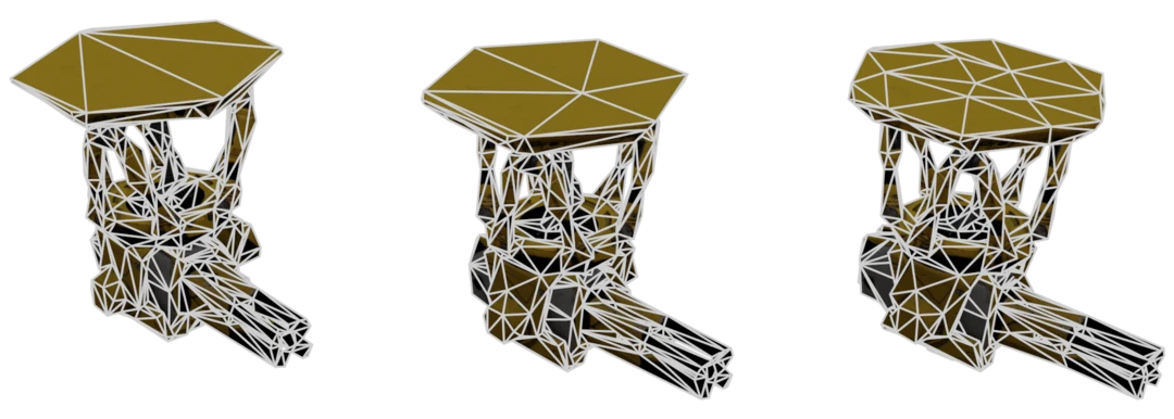 Turret with different levels of tesselation