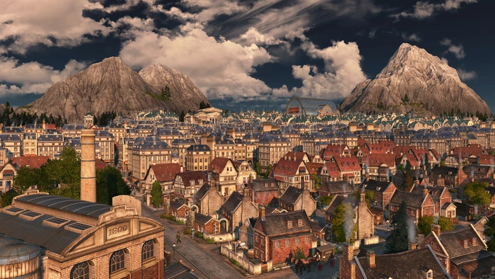 Screenshot from Anno 1800 showcasing residential quarter.