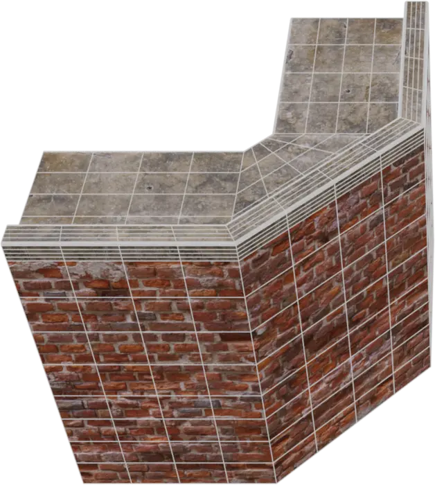 Wall game asset with two materials.