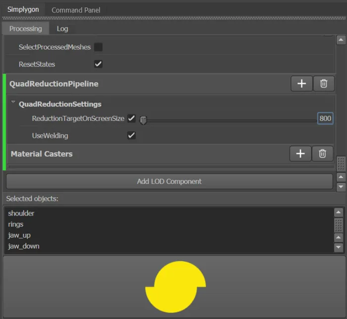 3ds Max quad pipeline settings with screen size 800