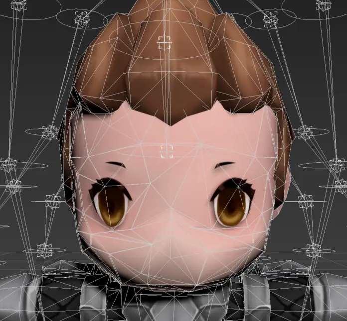Face with not symmetrical wireframe