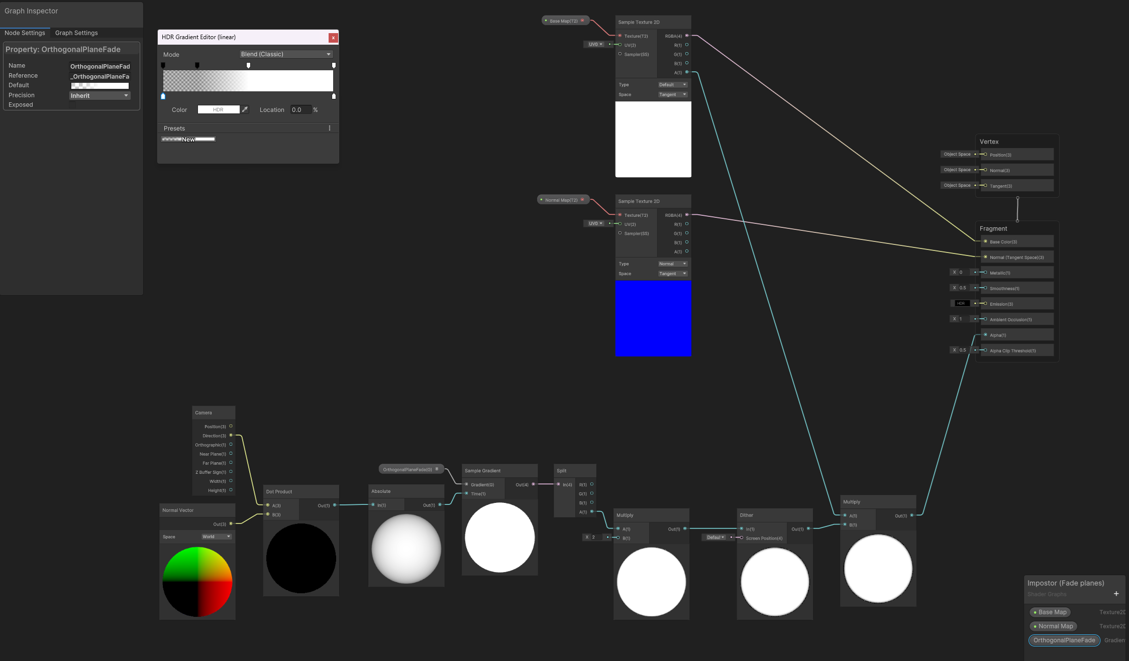 Shader graph causing orthogonal planes to fade away