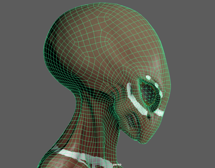 Alien mesh with triangulated eyes.