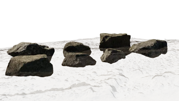 Terrain with rocks. Rocks stick down below terrain.