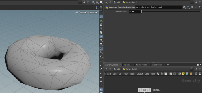 Resulted reduced donut on left with user interface with max deviation slider on right.