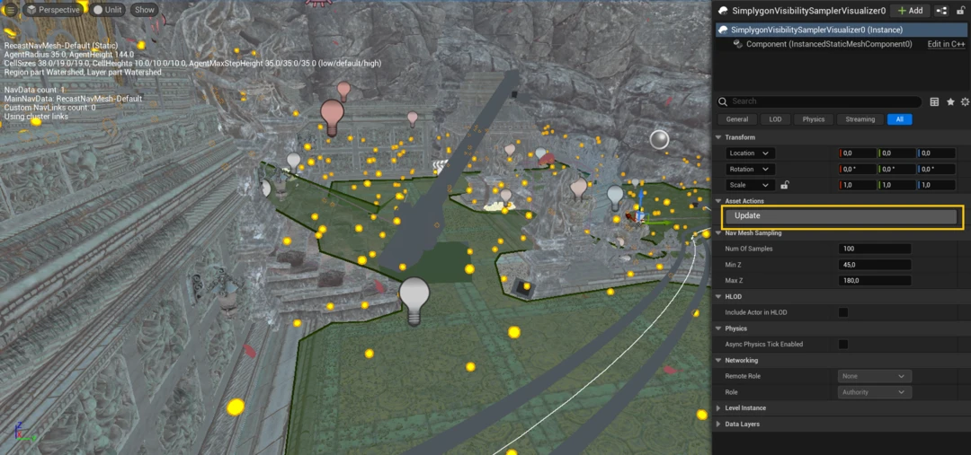 Navigation mesh with samples