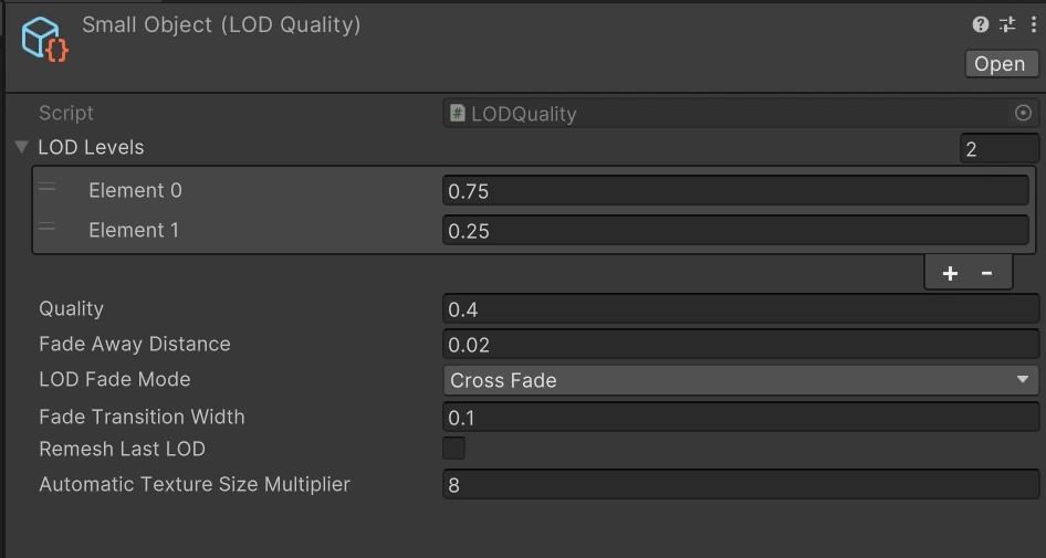 LOD Quality for small objects.