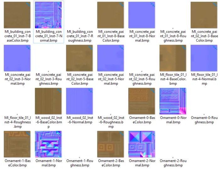 Folder containing textures, only one set of ornament textures.