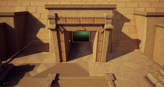 Egyptian door where floor contains strange texture bugs.