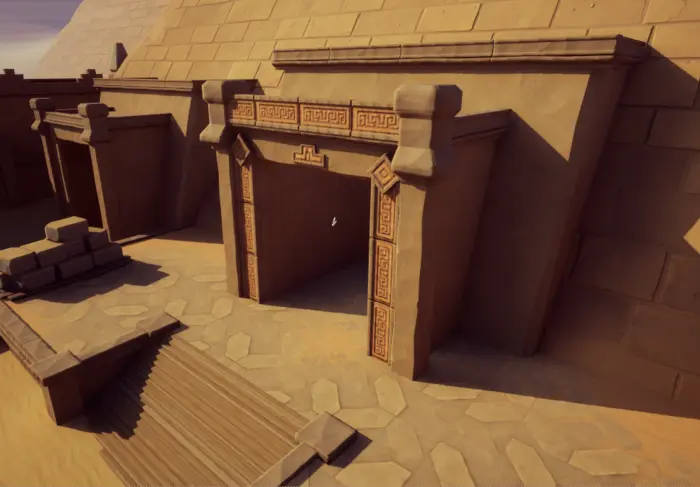 Stand-in egyptian gate with correctly looking ornament and floor