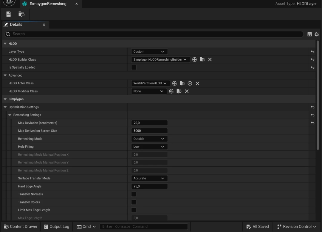 HLOD Layer using SimplygonHLODRemeshingBuilder