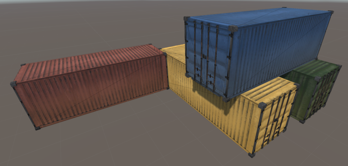 Stack of 4 differently colored containers.
